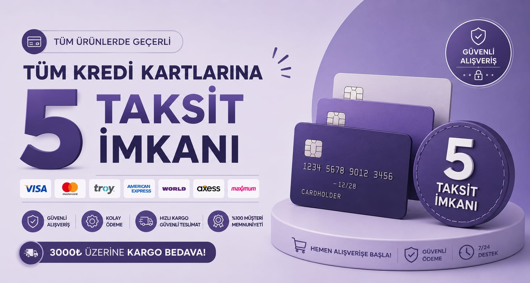 Tüm Kredi Kartlarına Taksit İmkanı