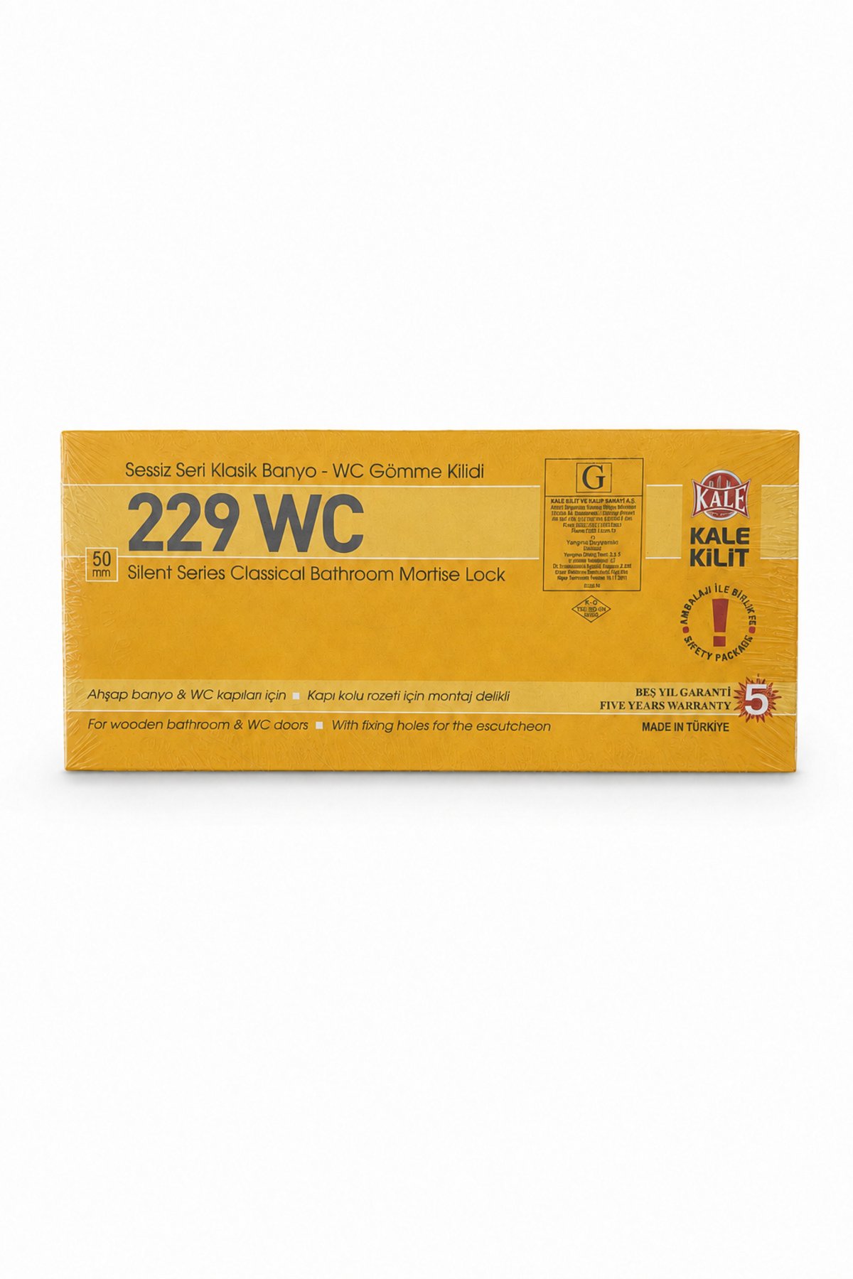 Kale 229 Wc İç Kapı Gömme Sessiz Kilit 50 MM Nikel 