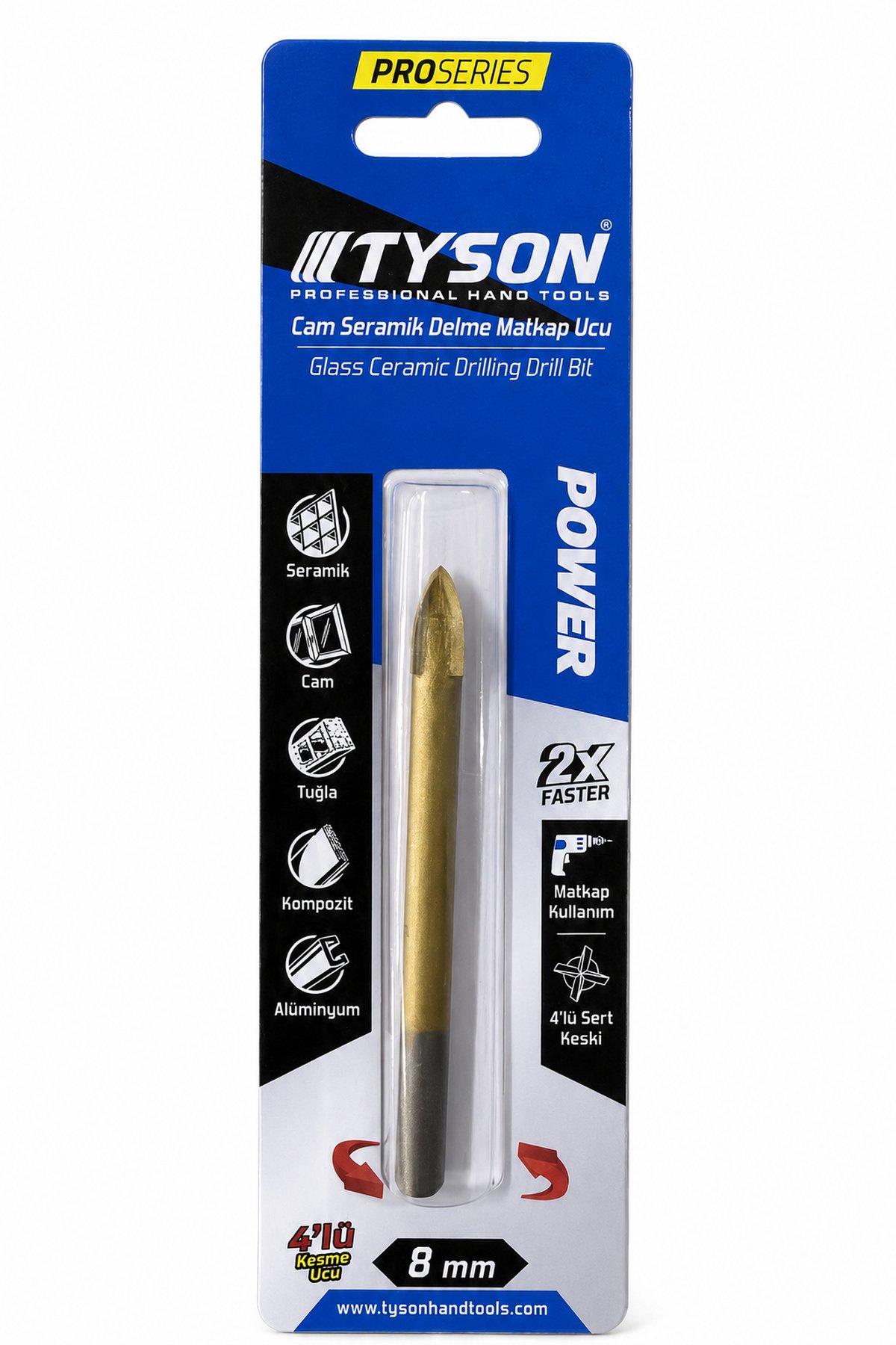 TYSON Cam Seramik Delme Ucu 8mm